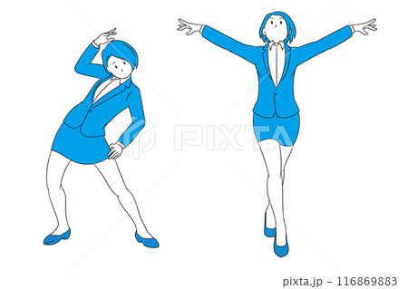 かっこいい決めポーズをしているビジネスパーソン（女性）イラスト素材 116869883