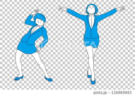 かっこいい決めポーズをしているビジネスパーソン（女性）イラスト素材 116869883