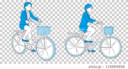 自転車に乗っているビジネスパーソン（女性）イラスト素材 116869888