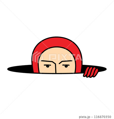 穴から顔を出す全身タイツの人 116870350