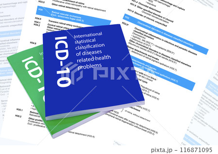Two book of ICD-10 diseases classification manuals and document. 116871095