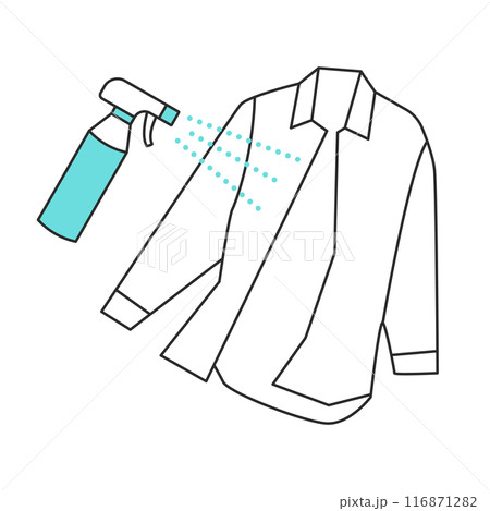 白いシャツに冷感スプレーを吹きかけるシンプルなイラスト 白いシャツに冷感スプレーを吹きかけるシンプルなイラスト 116871282