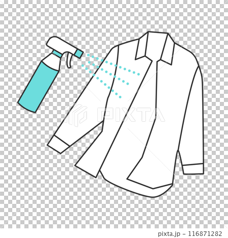 白いシャツに冷感スプレーを吹きかけるシンプルなイラスト 白いシャツに冷感スプレーを吹きかけるシンプルなイラスト 116871282
