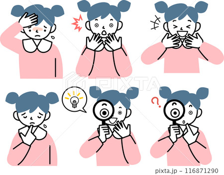 いろいろな表情の女の子の上半身セット 116871290