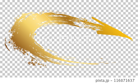 Vector illustration of an arrow drawn in gold ink 116871637