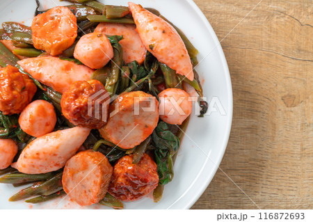 Stir Fried Fish Balls with Yentafo Sauce Stir Fried Fish Balls with Yentafo Sauce 116872693
