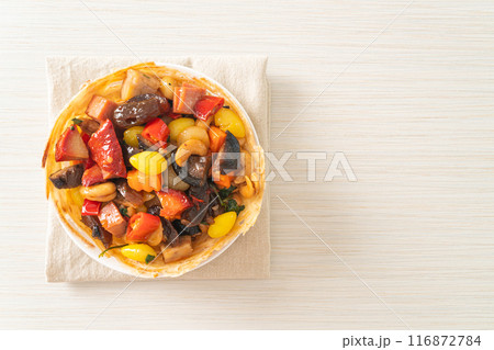 Stir fried mixed Chinese fruits .and nuts Stir fried mixed Chinese fruits .and nuts 116872784