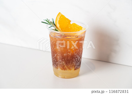 espresso with yuzu syrup in glass 116872831