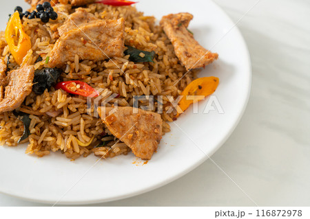 pork fried rice with herbs pork fried rice with herbs 116872978