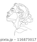 line art drawing of a Beautiful Woman's face.  female models on white background 116873017
