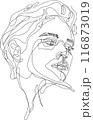 line art drawing of a Beautiful Woman's face.  female models on white background 116873019