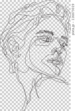 line art drawing of a Beautiful Woman's face. female models on white background line art drawing of a Beautiful Woman's face. female models on white background 116873019