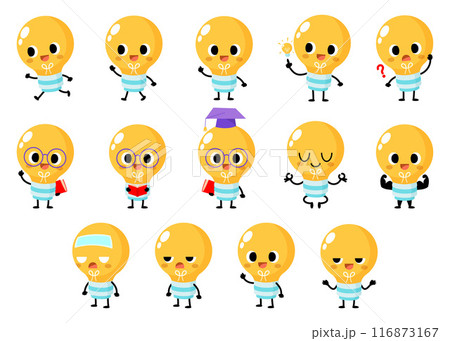 Funny light bulb cartoon, smart lightbulb 116873167