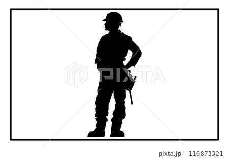 Builder Silhouette - Construction Worker Icon and Clipart Illustration 116873321