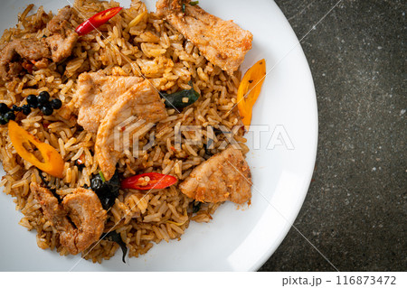 pork fried rice with herbs pork fried rice with herbs 116873472