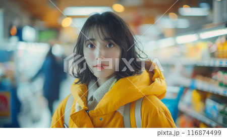 スーパーマーケットで買い物をする若い女性 116874499