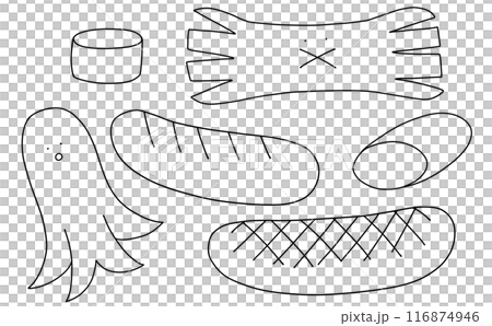 ゆるめシンプルなカットウインナーセット　線画 116874946