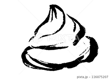 筆タッチの生クリームのモノクロ線画イラスト 116875207