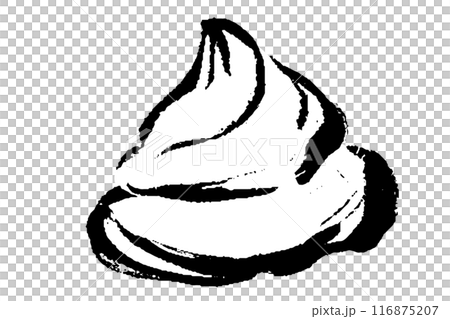 筆タッチの生クリームのモノクロ線画イラスト 116875207