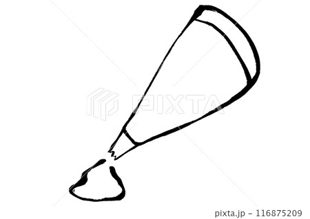 筆タッチの生クリームを絞るモノクロ線画イラスト 116875209