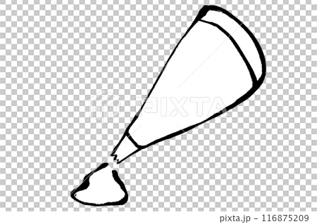 筆タッチの生クリームを絞るモノクロ線画イラスト 116875209