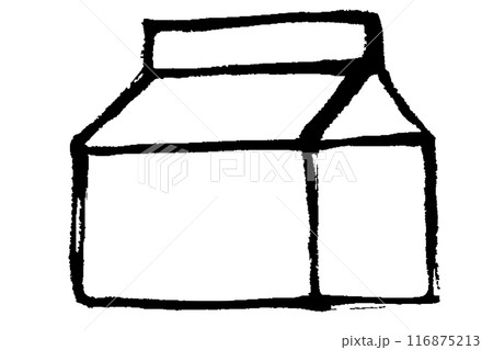 筆タッチの生クリームのパックのモノクロ線画イラスト 116875213