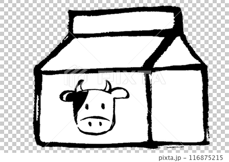 筆タッチの生クリームのパックのモノクロ線画イラスト 116875215
