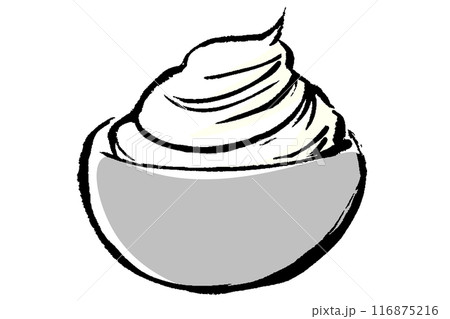 筆タッチのボウルに入ったホイップクリームのイラスト 116875216