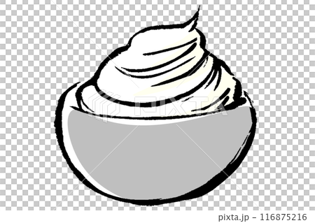 筆タッチのボウルに入ったホイップクリームのイラスト 116875216