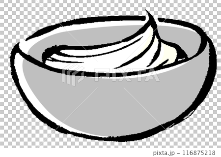 筆タッチのボウルに入ったホイップクリームのイラスト 116875218