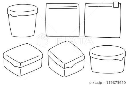 ゆるめシンプルなタッパーセット　線画 116875620