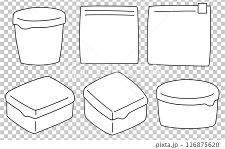 ゆるめシンプルなタッパーセット　線画 116875620