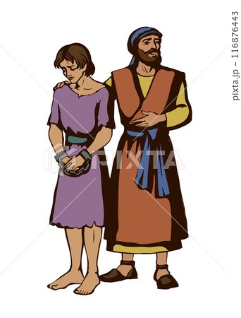 Vector drawing. Slave sold in the market 116876443