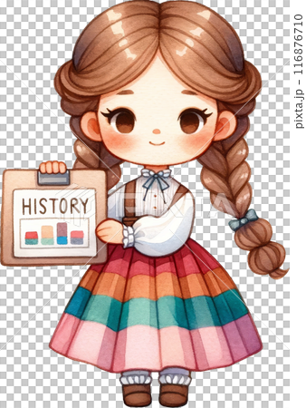Cute Student Girl with History Chart in Hand Cute Student Girl with History Chart in Hand 116876710