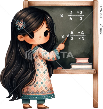 Cute Student Girl Teaching Math Classのイラスト素材 [116876712] - PIXTA