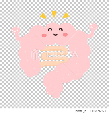 Hand drawn lively intestine character 116876974