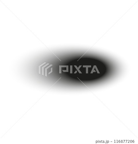Realistic shadow set with round shapes. black shade effect. Isolated object. Flat vector illustration on white background. 116877206
