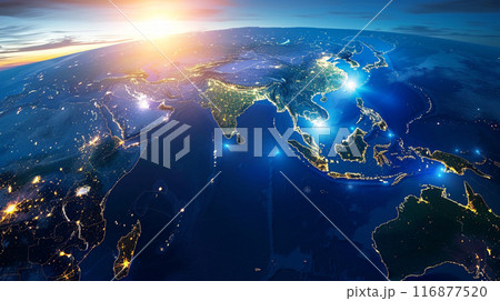 東南アジアのデジタル地図、グローバルネットワークと接続の概念 東南アジアのデジタル地図、グローバルネットワークと接続の概念 116877520