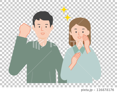 Young couple smiling and rejoicing 116878176