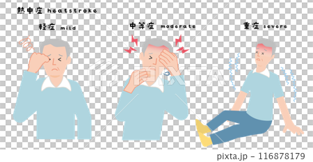 熱中症の諸症状のイラスト（初老の男性） 116878179
