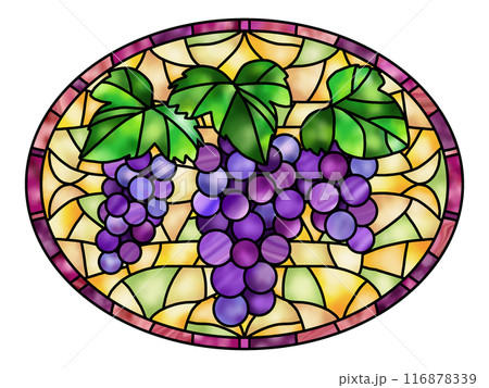 ブドウのステンドグラスのシームレスパターン　A-2 116878339