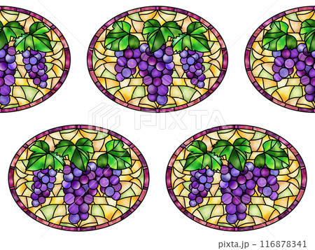 ブドウのステンドグラスのシームレスパターン　B-1 116878341