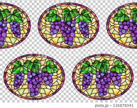 ブドウのステンドグラスのシームレスパターン　B-1 116878341