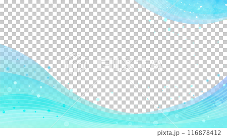 美麗的藍色框架與水彩起伏的波浪 16:9 116878412