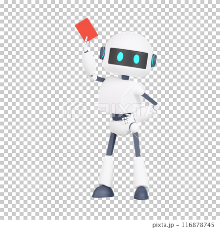 3DCG | 舉起紅牌並宣布警告、警告或處罰的機器人 3DCG | 舉起紅牌並宣布警告、警告或處罰的機器人 116878745