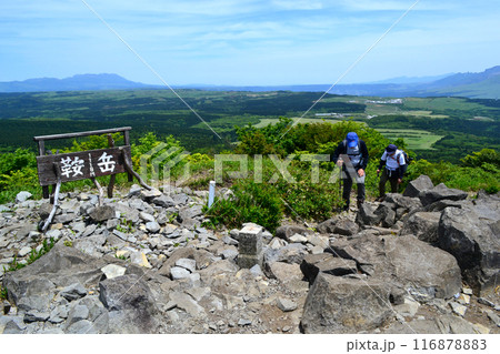 初夏の鞍岳　新緑の緑輝く山の風景 116878883