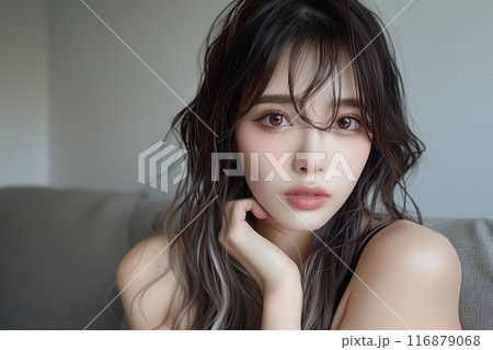 黒いキャミソールを着ているギャル 黒いキャミソールを着ているギャル 116879068