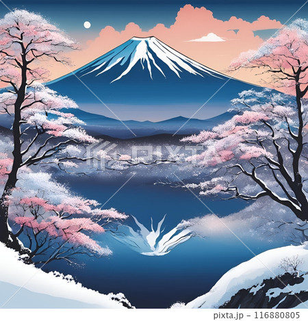 桜が咲いた富士山 116880805