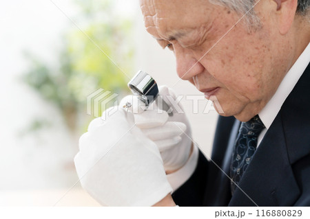 ルーペで鑑定をする男性 116880829