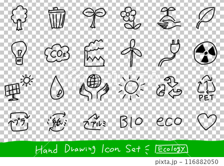 Hand-drawn icon set of ecology images Hand-drawn icon set of ecology images 116882050